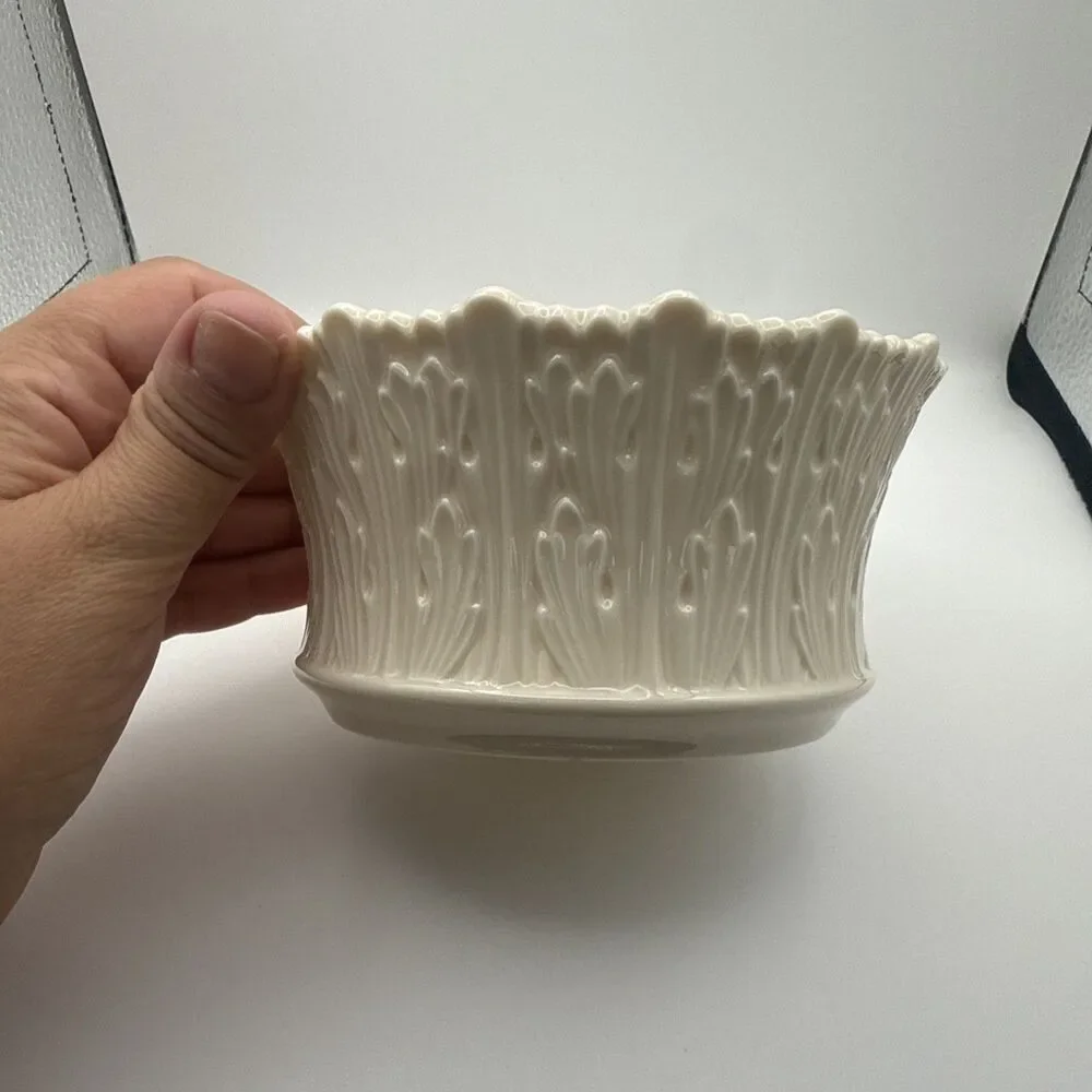 Lenox China Woodland Small Bowl Candy Nut Dish Ivory Scalloped Rim 5